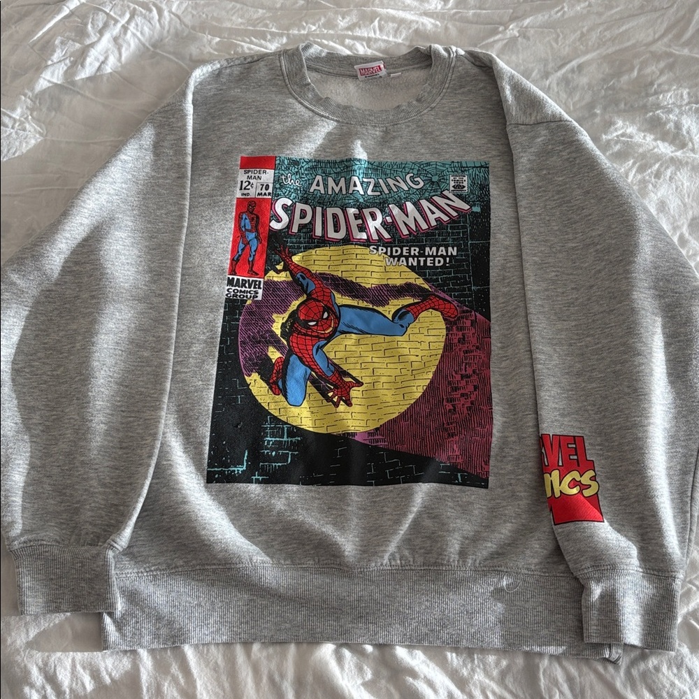 Marvel Gray Spider-Man Comic Crewneck Sweater